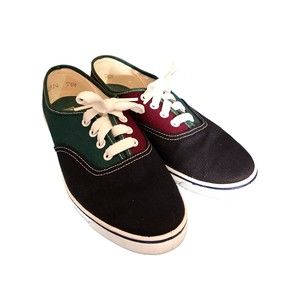 Doc's Canvas Tennis Shoes Blue Green Maroon Color Block Womens 7 1/2 W *READ